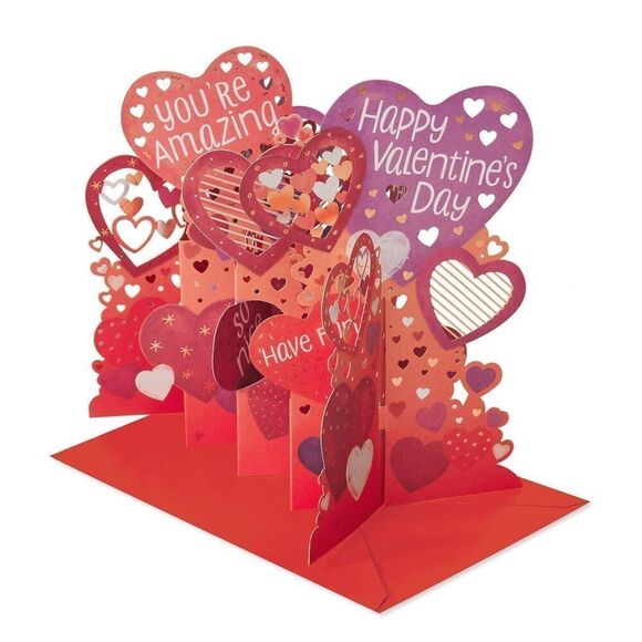 Valentine’s Day Pop-Up Displayable Card You’re Amazing Hugs XOXO Friend NWT - Picture 2 of 8